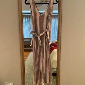 GAP Red and Gray Striped Jumpsuit